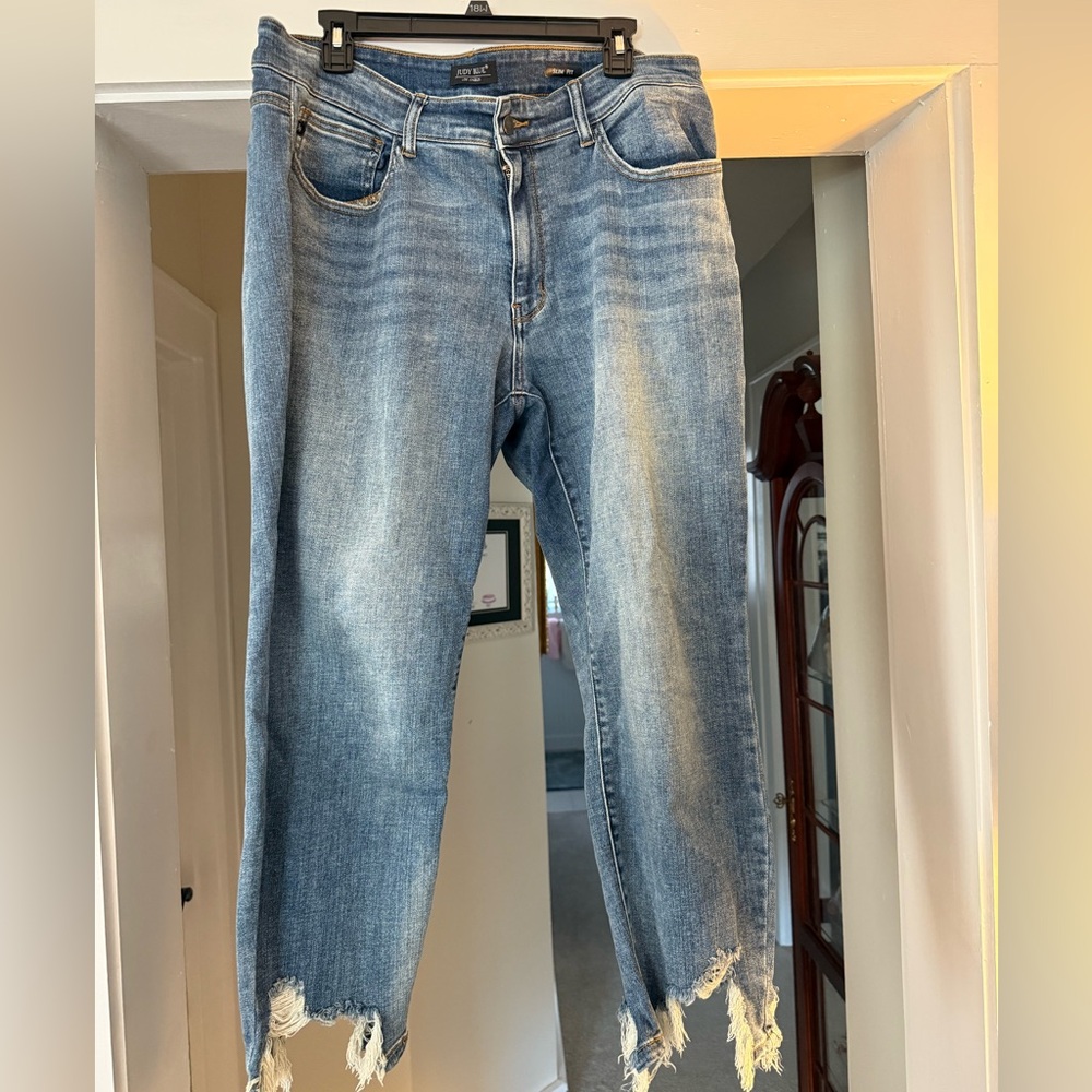Judy Blue Distressed Shark Bite Hem Denim Jeans size 18W